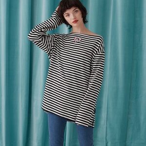 Lazy Oaf x Betty Boop Oversized Striped Long Sleeve Top M/L